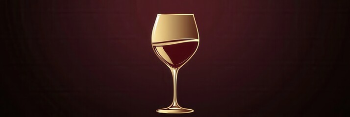 Aufkleber - Minimalist wine glass logo design featuring abstract lines and deep red and gold colors for sophisticated branding in upscale settings