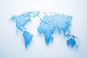 communication technology with blue map global connectivity visualization of telecommunication networ