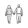 © Arifulislam - Couple walking hand in hand line art flat vector illustration