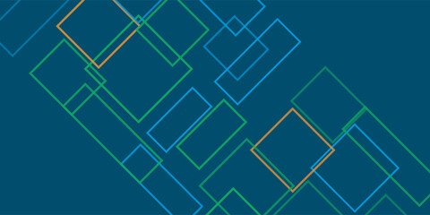 Wall Mural - simple overlapping rectangular frames of various sizes, colored in green, brown and blue - geometric