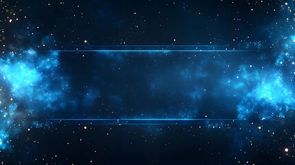 Wall Mural - Abstract Blue Nebula Space Background With Glowing Lines