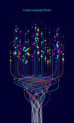 illustration of abstract stream. artificial intelligence. big data, technology, ai, data transfer, d