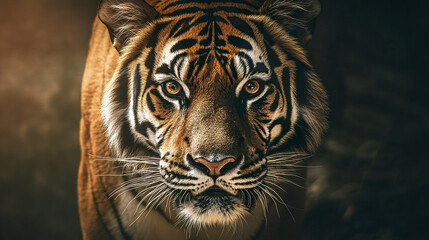 Wall Mural - powerful tiger close up with deep gaze and intense expression