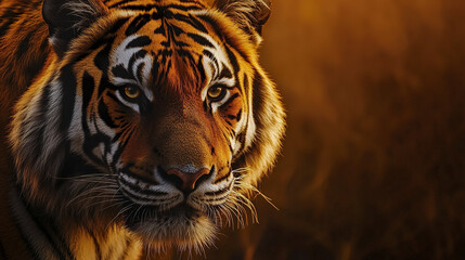 Wall Mural - powerful tiger close up with deep gaze and intense expression