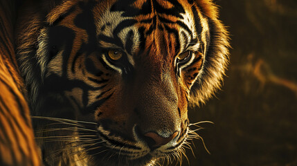 Wall Mural - close up of powerful tiger with intense gaze
