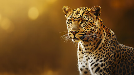 Wall Mural - majestic leopard in golden light, showcasing its powerful presence