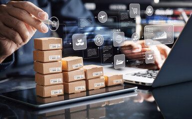 Fototapete - Optimization of procurement or purchasing product order and service solution.Crm Customer Relationship management for  business connection.not ai generated