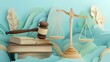 © Franklin - Paper Art Illustration of Justice With Gavel, Books, and Scales