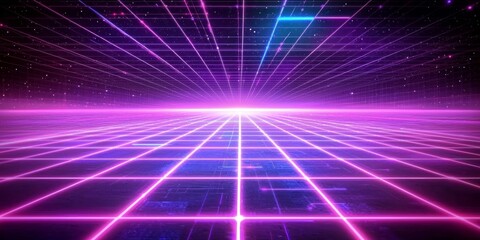 Wall Mural - futuristic grid structures that evoke a retro sci-fi vibe.