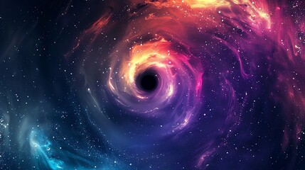 Wall Mural - A black hole surrounded by swirling colorful nebulae.