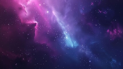 Wall Mural - A starry night sky with purple and blue nebulas.