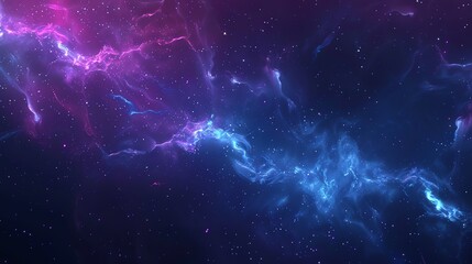 Wall Mural - a cosmic nebula with swirls of purple and blue against a background of scattered stars.