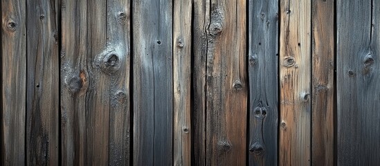 Fototapete - Rustic aged wooden boards with varying shades of brown and gray tones arranged vertically creating a textured backdrop for design projects