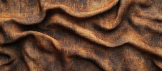 Poster - Rich brown textured fabric, featuring soft waves and creases, illuminated with subtle shadows, creating a rustic and vintage appearance.