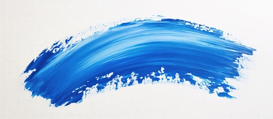 Leinwandbilder - Vivid blue acrylic brushstroke with textured edges on a pristine white canvas showcasing dynamic movement and bold color contrast.