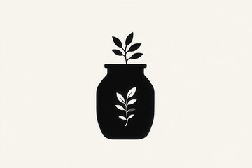 Poster - Elegant minimalist spice jar logo with black and white design showcasing herbal branding and a simple yet sophisticated aesthetic