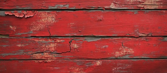 Leinwandbilder - Weathered rustic red wooden background with cracks and peeling paint showcasing grunge texture in layered horizontal planks and faded tones.