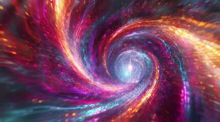 Wall Mural - Futuristic Energy Vortex with Glowing Lights and Particles. Seamless looping video animation background