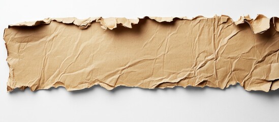 Leinwandbilder - Textured wrinkled cardboard piece with rough edges and ample copy space positioned horizontally on a clean white background
