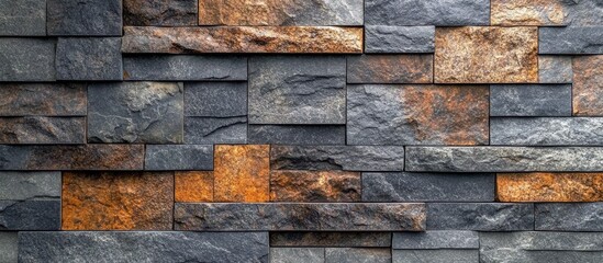 Poster - Textured stone wall background with dark slate and rust-colored accents, providing ample copy space for design use.