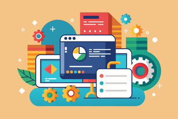 this graphic showcases customizable semi-flat elements related to pull request management in program