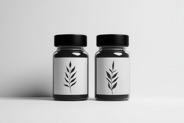Poster - Elegant minimalist spice jar logo featuring simple black and white design for modern herbal branding in a clean and stylish context