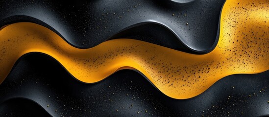 Leinwandbilder - Abstract textured background featuring flowing black and yellow waves with speckles. Ideal for wallpapers, brochures, and presentations.