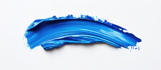 Aufkleber - Vibrant blue acrylic brushstroke gracefully curves across a bright white canvas, showcasing fluid texture and vivid color contrast.