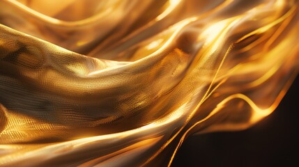 Wall Mural - a close-up image of a soft, flowing gold fabric.