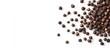 © Rufat - Cracked black peppercorns scattered on a white background with ample copy space in the top right corner for culinary and seasoning themes