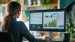 © Kenny - Female analyzing data on computer in modern office with charts and graphs displayed