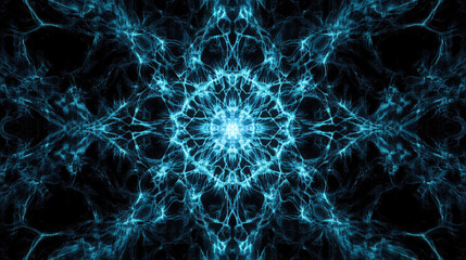 Intricate blue fractal pattern with radiating abstract symmetry