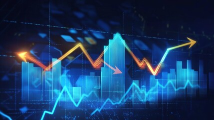 Aufkleber - A line graph showing a sharp increase in stock value, with arrows and percentage changes, symbolizing successful investment in business.