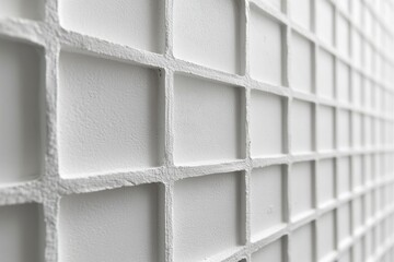 Fototapete - Textured white wall with grid pattern showcasing a modern design aesthetic in a contemporary interior space