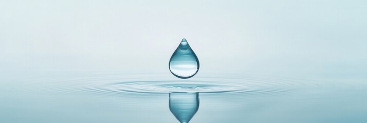 Leinwandbilder - Minimalist water drop logo reflecting serene blue tones in a clean branding aesthetic