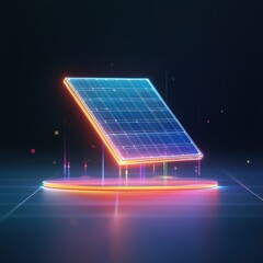 Wall Mural - a futuristic solar panel floating in mid-air with radiant energy beams.