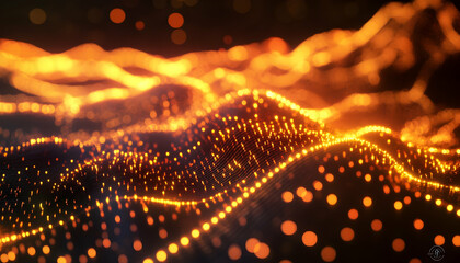 Wall Mural - a 3d rendering of a stock market graph with glowing data points -