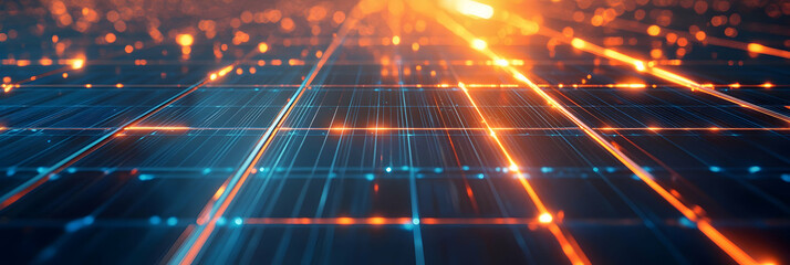 Wall Mural - a close-up of a futuristic solar panel with glowing energy lines -