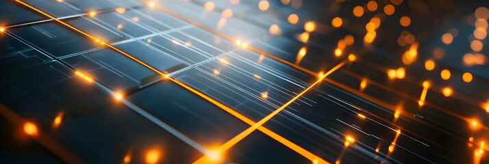 Wall Mural - a close-up of a futuristic solar panel with glowing energy lines -