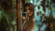 © tiagozr - Woman taking a self-portrait in a distressed mirror with a digital camera.