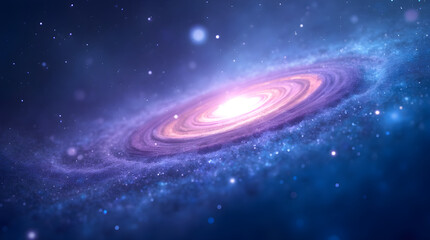 Wall Mural - Stunning Spiral Galaxy - Purple and Blue Space Art with Cosmic Dust, Stars, and Bright Center