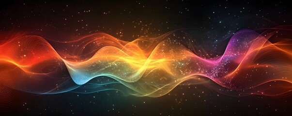 Wall Mural - cosmic scene with light waves and deep colors