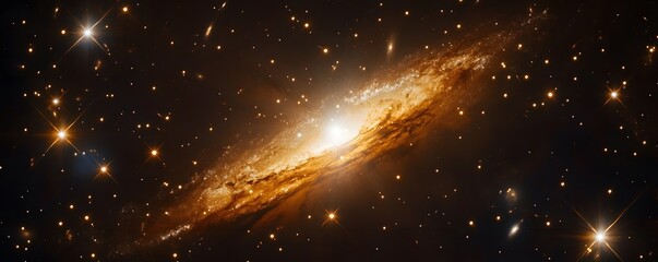 Wall Mural - golden hues of a distant nebula in space