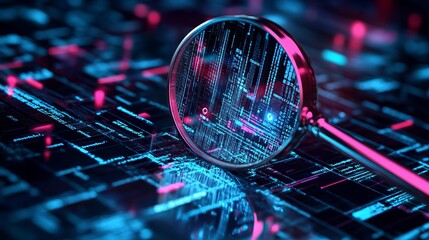 digital magnifying glass scanning applications to detect vulnerabilities in a 3d-rendered concept of