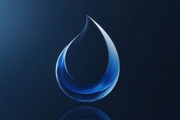 Aufkleber - Minimalist water drop logo featuring clear reflection and cool blue tones for a sophisticated branding aesthetic