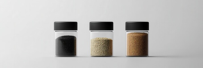 Poster - Elegant minimalist spice jar logo showcasing simple black and white design in a modern herbal branding context for culinary use