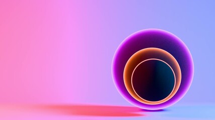 Poster - Colorful abstract design featuring glowing rings in pink, purple, and blue hues, creating a futuristic and minimalist aesthetic with smooth, dynamic shapes.