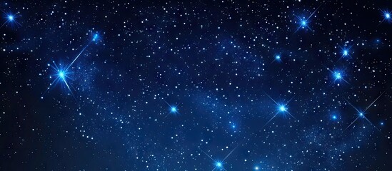 Wall Mural - Vibrant night sky filled with twinkling stars in varying sizes against a deep blue background, capturing the beauty of celestial constellations.