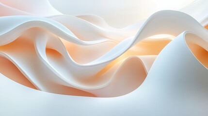 Poster - Beautiful flowing fabric in shades of pink and orange creating a smooth and calming texture at sunrise