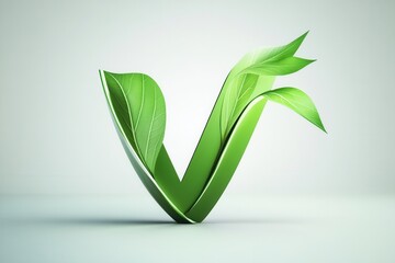 Aufkleber - Creative vegetarian food logo featuring a green V shape with integrated leaves symbolizing a healthy lifestyle
